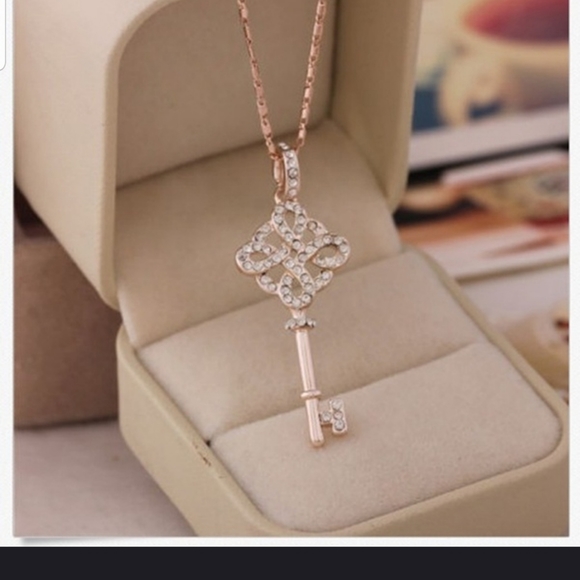 Jewelry - 🗝🗝VINTAGE ROSE GOLD Key Charm and necklace🗝🗝